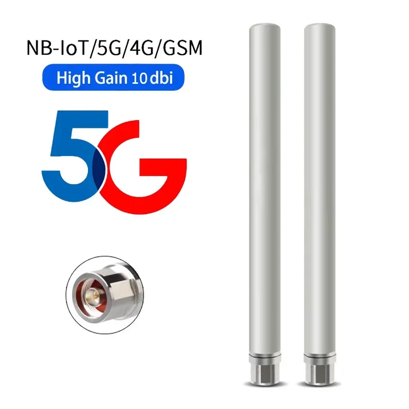 Antena de fibra de vidro 4G LTE e 5G com design à prova d'água para uso externo, 10dBi, 700-4900MHz, para roteador sem fio e amplificador exclusivo