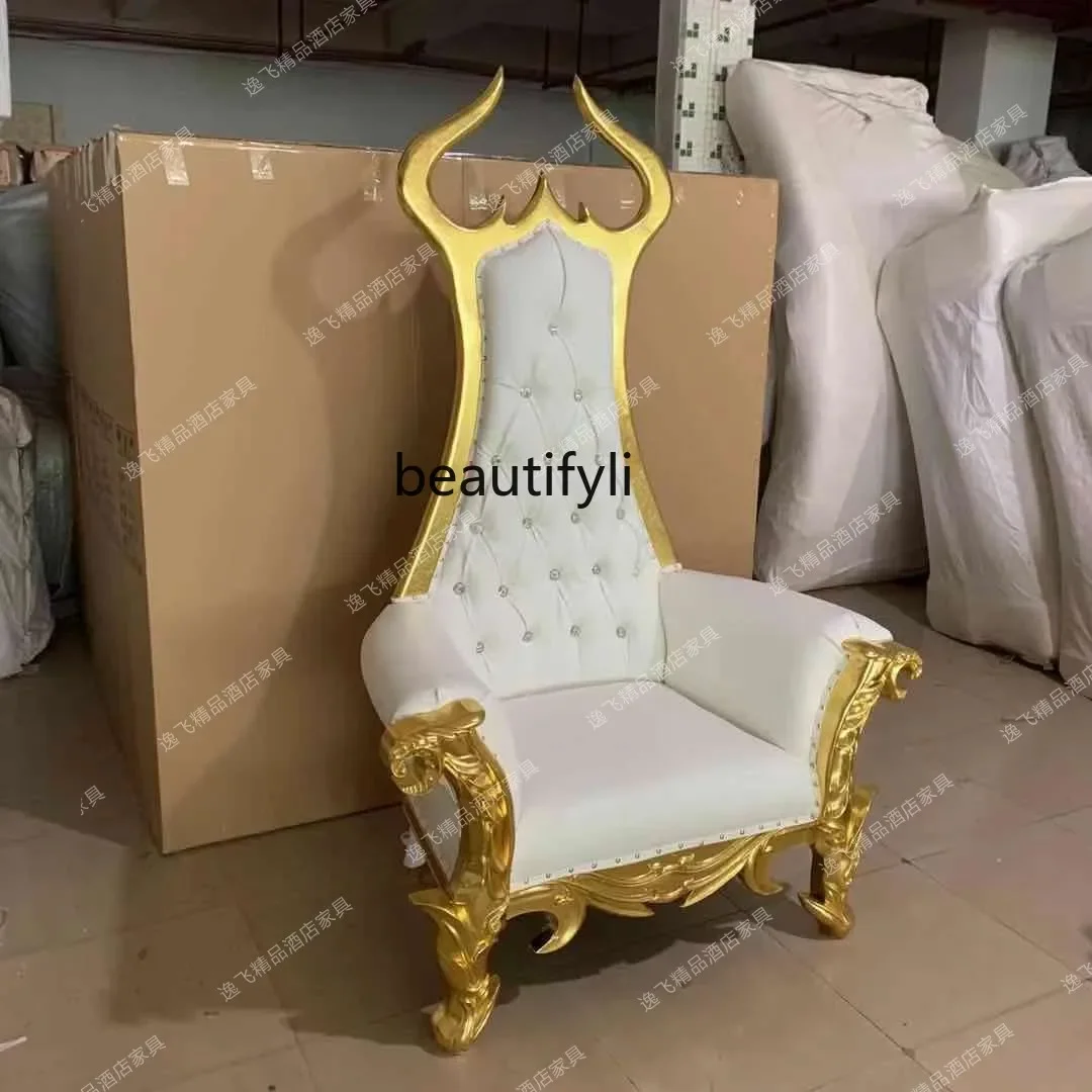 

European Princess Stool Hotel Lobby Decoration High Back High-end King Chair Bull Demon King Chair0420