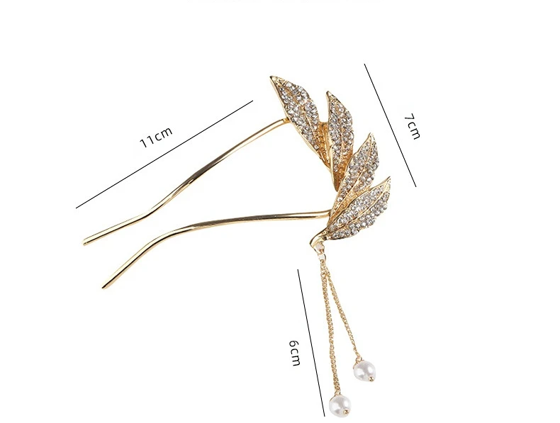 Fashion Hair Stick Women Hair Clips Metal Pearl Rhinestones U Shape Hair Clip Girls Leaf Hair Sticks Hair Accessories 2022 New