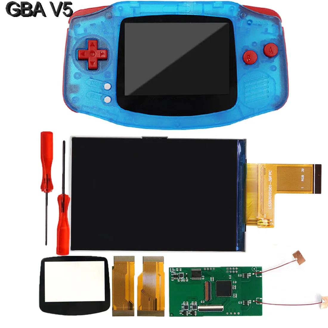 

Hispeedido Easy Install Drop in GBA V5 LCD Highlight IPS Replacements Kits for GameboyAdvance New Shell Spare