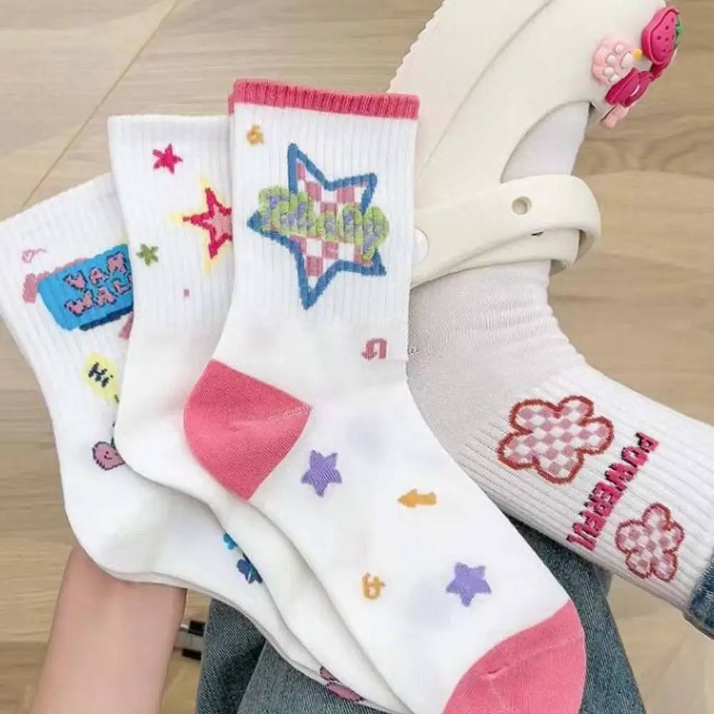 

Fashion Y2K Flower Ankle Socks Letter Cherry Star Short Socks JK Lolita Cartoon Mid-Calf Socks Girl