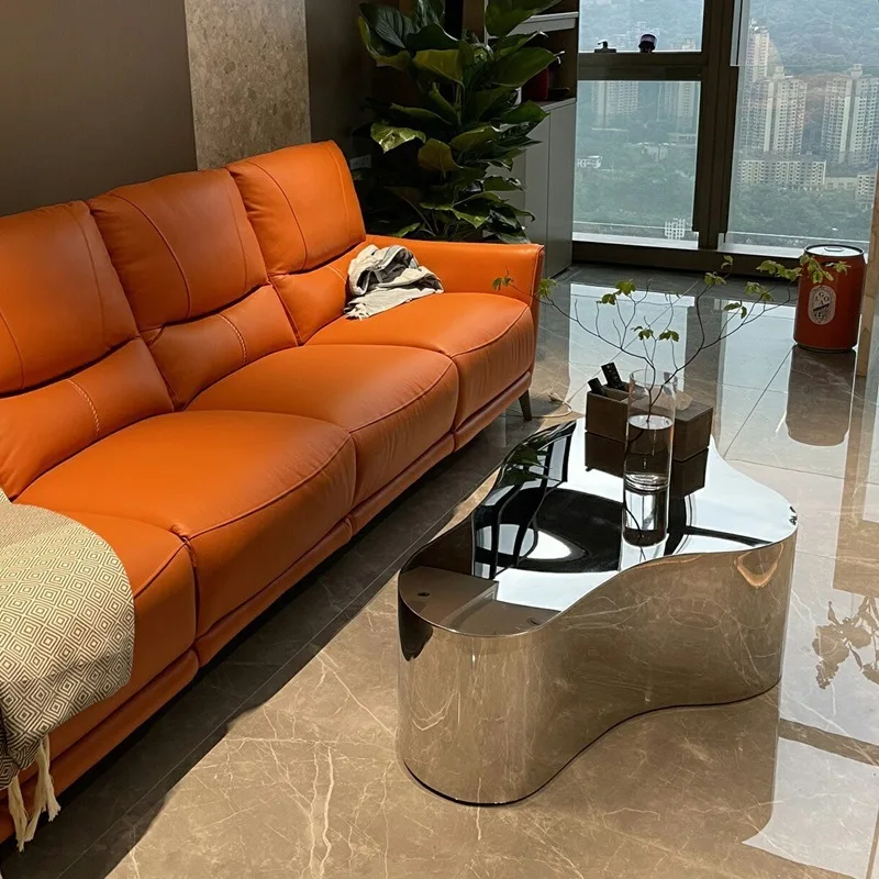 Современная простая вилла, отель, светлый роскошный журнальный столик, угловой итальянский журнальный столик из нержавеющей стали с облаком для гостиной