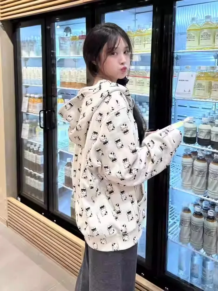 

Комплект: Женский осенне-зимний кардиган с капюшоном, толстовка на молнии, очень милый, премиум-класса, супермодный, на молнии, в стиле JAE.