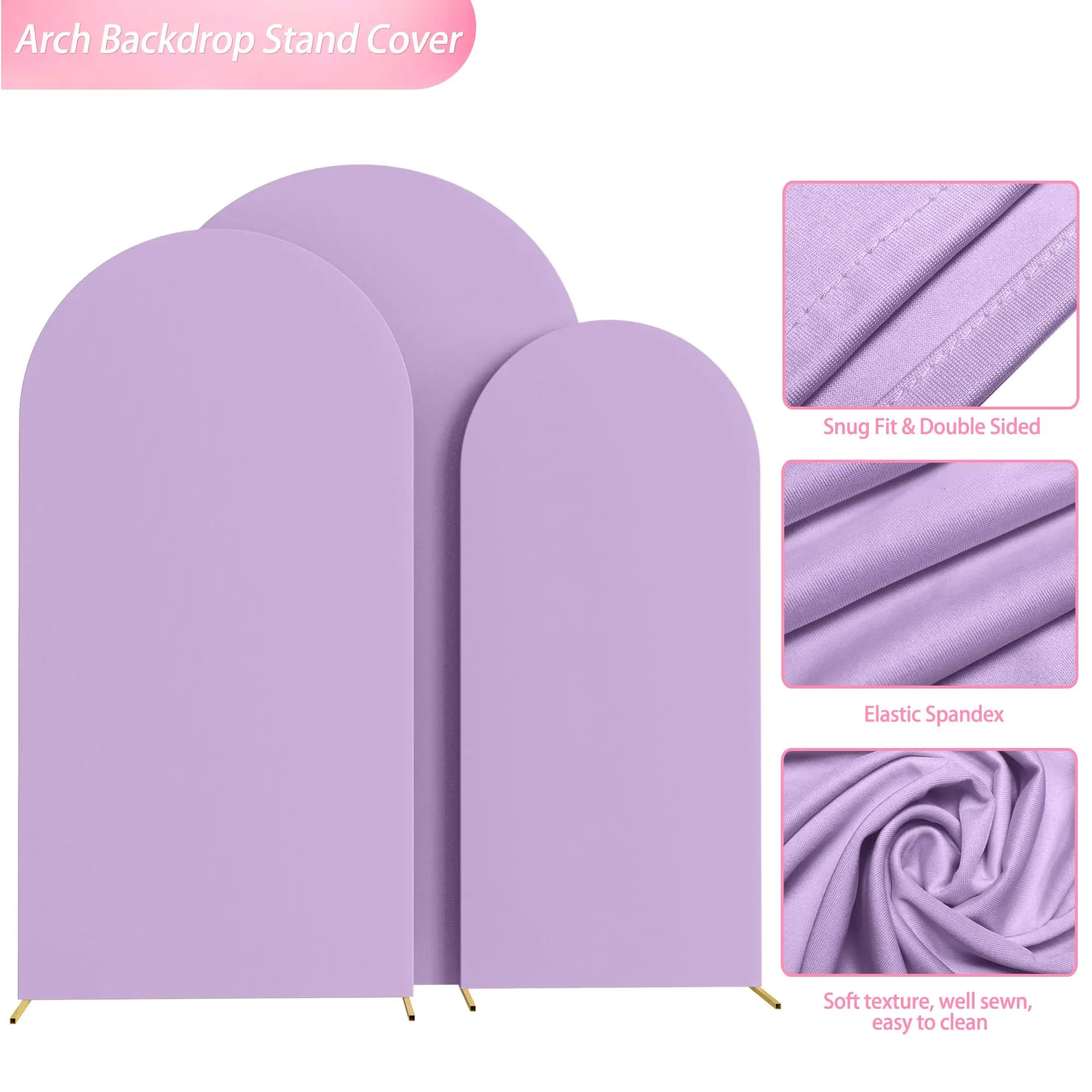 6ft 6.6ft 7.2ft Wedding Lilac Arch Cover 2 Sided Spandex Fitted Fabric Arch Backdrop for Birthday Party Wedding Arch Decoration