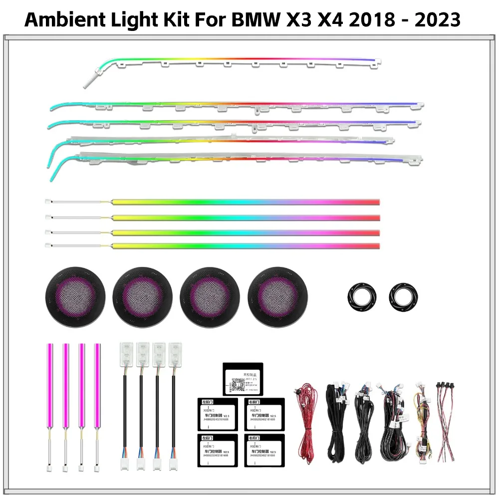 

APP Control RGB Ambient Lighting Upgrade Kit for BMW X3 X4 G01 G02 2018-2023 Interior LED Light Trim
