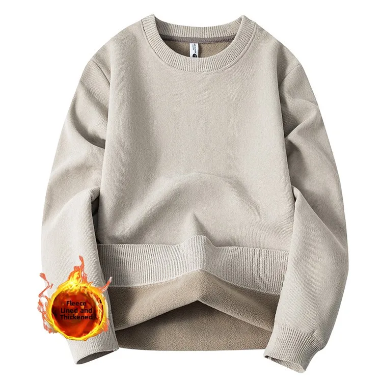

Men's Winter Thiened Fce Lined round Ne Sweater Casual Knitted Warm Sweatirt Travel Suitable Long Sve Basic Sle