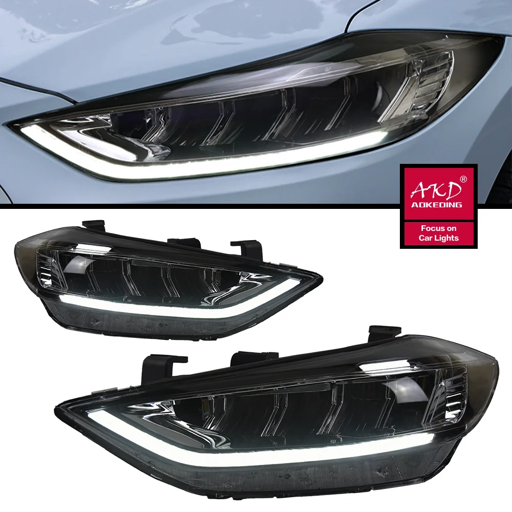 

Full LED Head Light Parts For Elantra Front Headlights Replacement 2016-2020 DRL Daytime light Projector Facelift