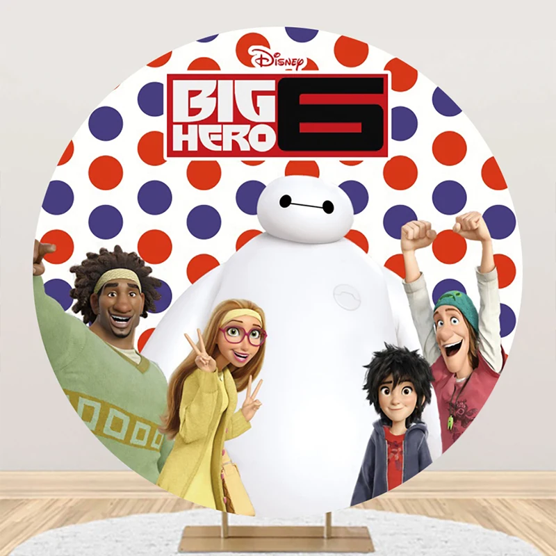 Big Hero 6 Baymax Birthday Party Decorations Props Backdrop Background For Photography Baby Shower Elastic Round Photozone