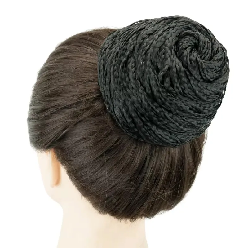 Synthetic Hair Cover Braided Donut Afro Braid Hair Pieces Scrunchies Dancer Hair Bun Updo Headwear for Women