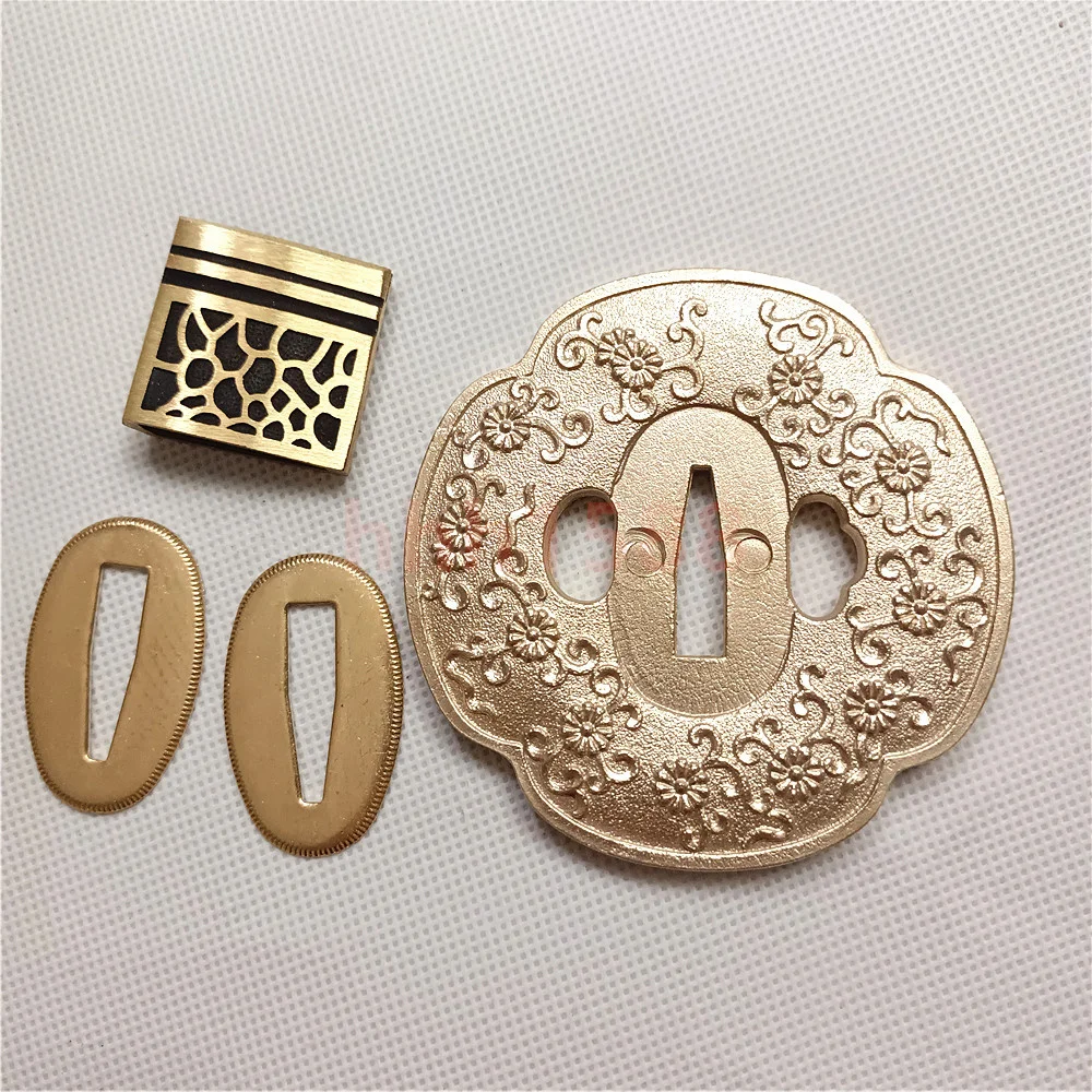 High Quality Copper Tsuba Guard Handguard Brass Habaki Seppa For Japanese Real Japan Samurai Katana Sword Fittings Parts Nice