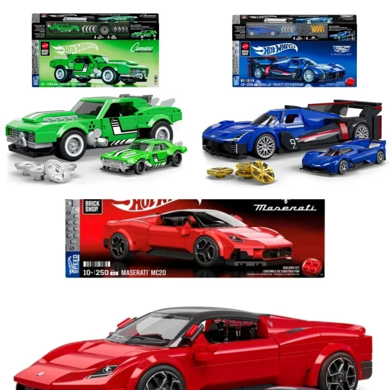 

Mattel Brick Shop Hot Wheel Car Model Building Blocks Toy Mercedes Benz 300SL Maserati Camaro desktop decoration birthday gifts
