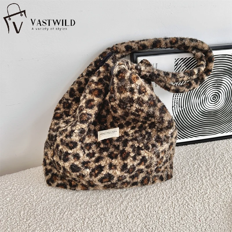 

Новинка осени/зимы 202, плюшевая сумка с леопардовым принтом, модная и повседневная сумка через плечо, женская повседневная дорожная сумка ﻿