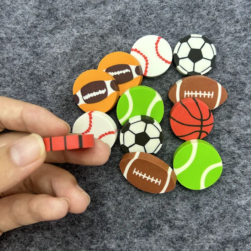 35Pcs Students Stationary Novelty Pencil Rubber Eraser For Children Kids Cartoon Football Basketball Mini Eraser School Erasers