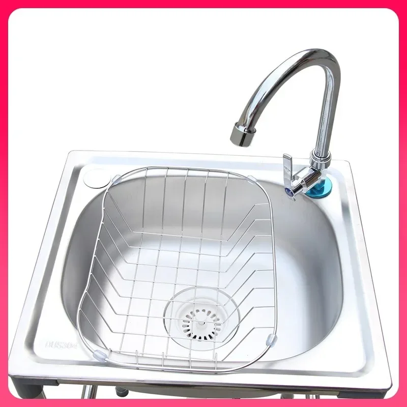 DurableThickened Vegetable Washing Basin, Single Tank with Bracket, Kitchen Sink, Large Single Tank Dishwashing Basin 48*35cm