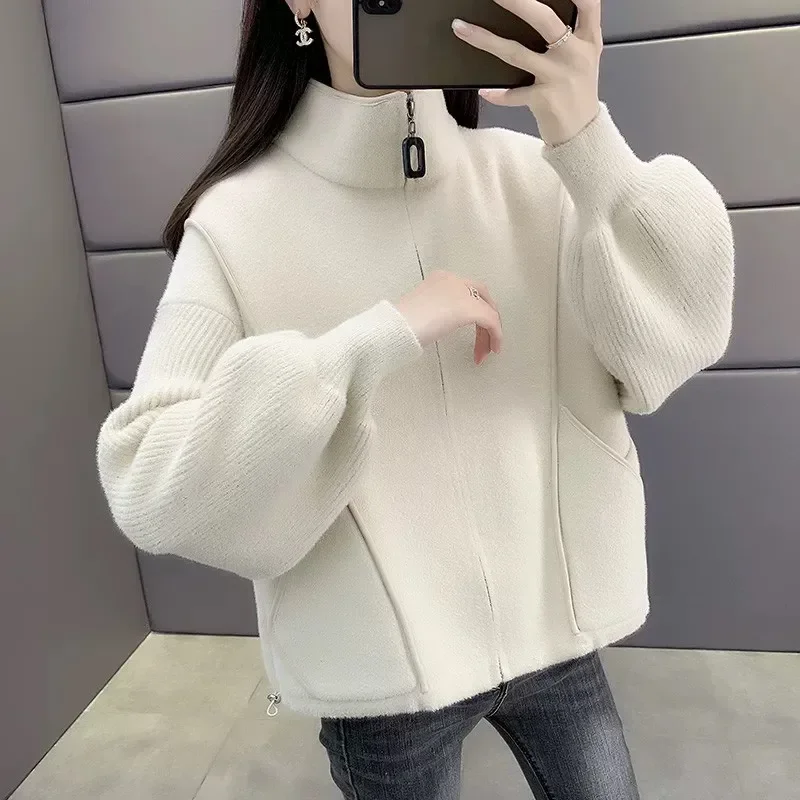 

New Noble Woolen Short Jacket Outwear Women's 2026 Spring Autumn Winter Loose Warm Casual Double-Sided Woolen Cardigan Top