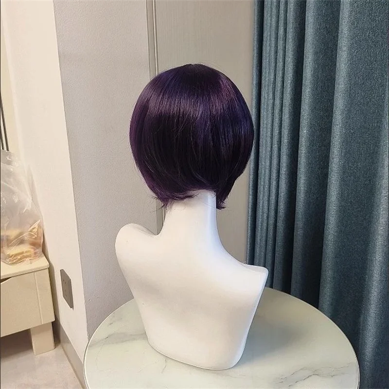애니메이션 도쿄 구울 토우카 키리시마 코스프레 가발 짧은 보라색 머리 할로윈 여성 남성 고열 저항 합성 가발 소품
