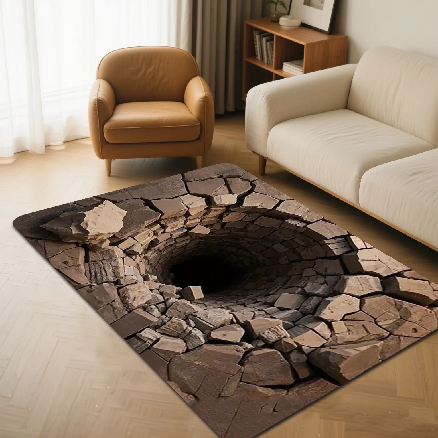 Collapsed Black Hole Doormat - Non-Slip Absorbent PVC Back Mat, Machine Washable Modern Rug for Indoor Outdoor Holiday Decor