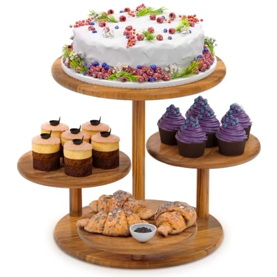 

4 Tier Round Cupcake Tower Stand for 50 CupcakesWood Cake Stand with Tiered Tray Decor Farmhouse Tiered Tray Decor Cupcake Disp