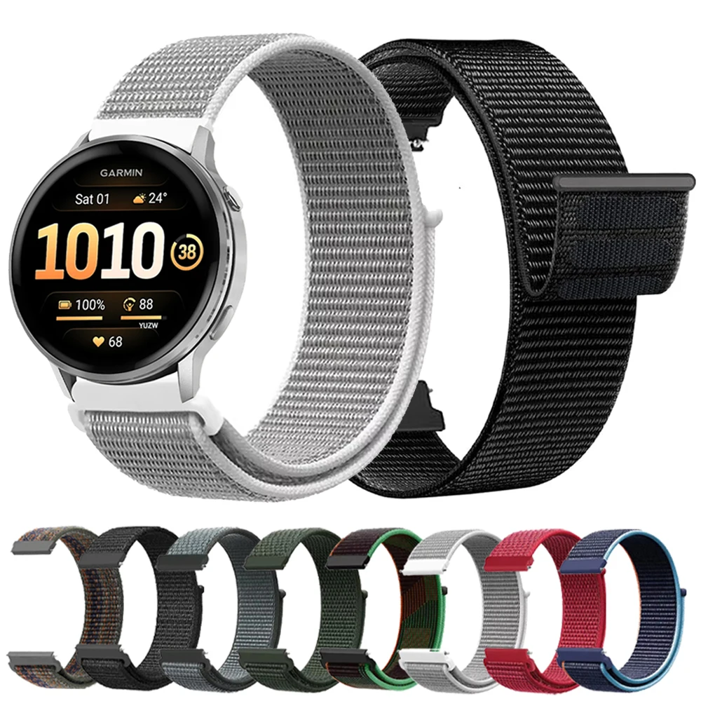 22 20mm Nylon Breathable Strap For Garmin Venu 4 45mm SmartWatch Bands Venu 3 2 sq2 2Plus/Vivoactive 6 5/Forerunner 570 Bracelet