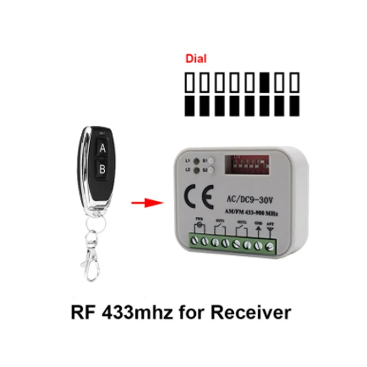 Multi-Frequency Receiver RX-MULTI 300-900MHZ Control Switch for Access Control Wireless Remote Controller,A