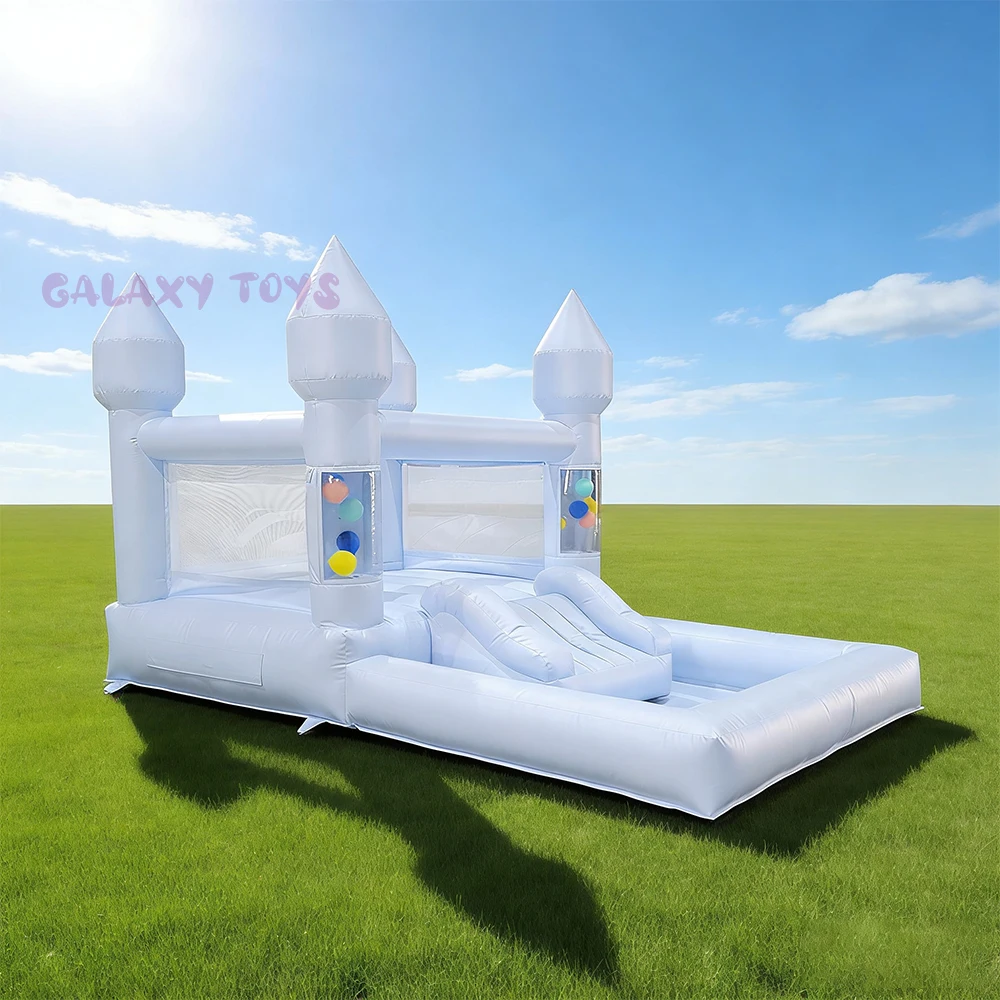 Будиночок для детей 5–12 лет, шезлонг с воздуходувкой для заднего двора/в помещении, детский праздничный надувной дом с горкой