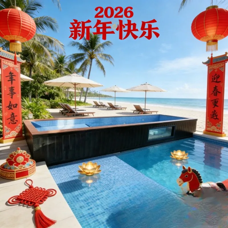 Outdoor Large Size Frp 20ft 40ft Fiberglass Prefabricated Pool Design Above Ground Shipping Container Swimming Pool for Sale