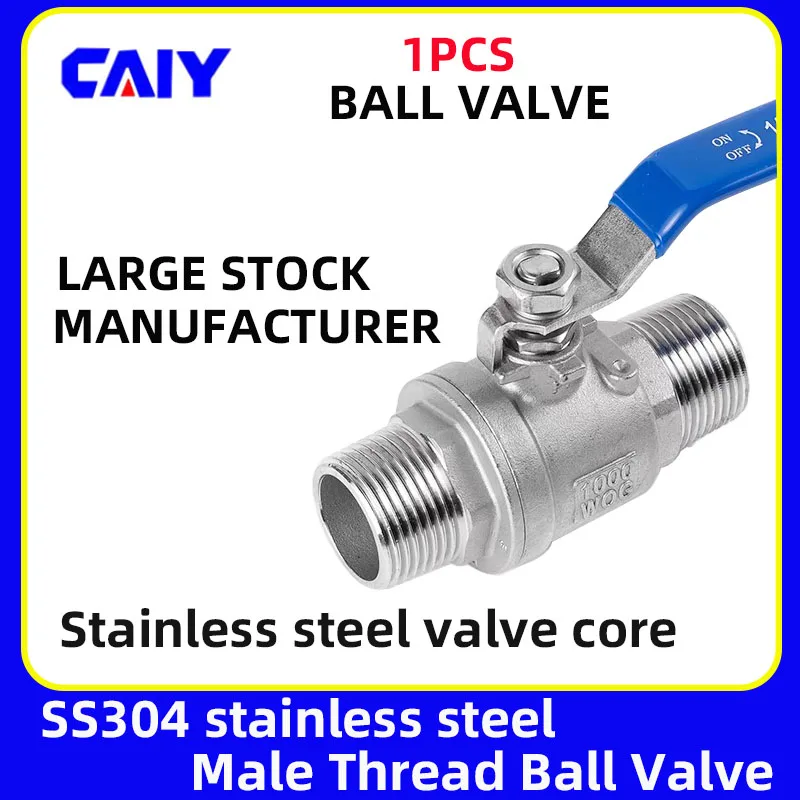 

304 Stainless Steel Two Piece Ball Valve 1/4" 3/8" 1/2" 3/4" 1" 2" BSP Male Thread Valve Water Gas Oil Switch Fitting Adapter