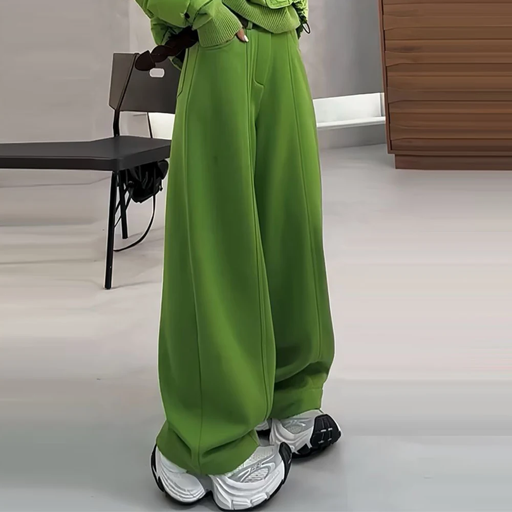 

Design sense velvet scimitar sweatpants women's 2025 autumn and winter new street wide-footed pants casual versatile trousers