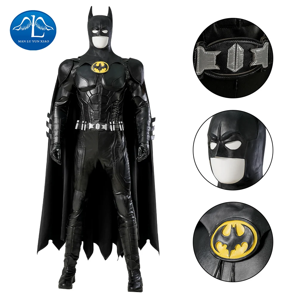 Disfraz de Keaton Bat para hombre, mono negro y capa, conjunto completo de disfraces de Halloween, película Flash