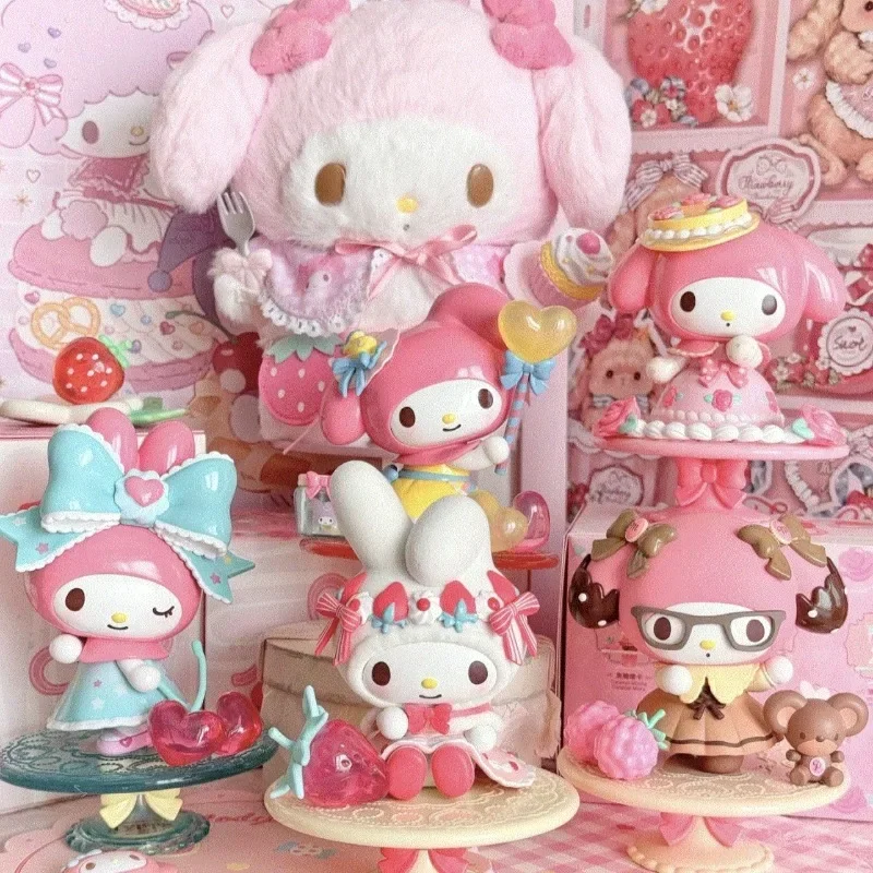 Miniso Sanrio My Melody serie de té de la tarde, caja ciega, modelo hecho a mano, colección de Hobby, muñeca linda, decoración Kawaii, juguete de regalo para niña