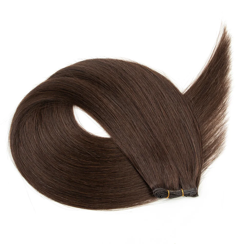 Genius trama em linha reta brasileiro natural feixes de cabelo humano 12 "16" 20 "24" extensões de cabelo invisível 40-50g tece de cabelo para mulher