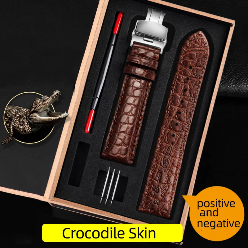 

Positive and Negative Crocodile Skin Black for Longines Brown Black Women Men Watch band 18mm 19mm 20mm 21mm 22mm for Tissot