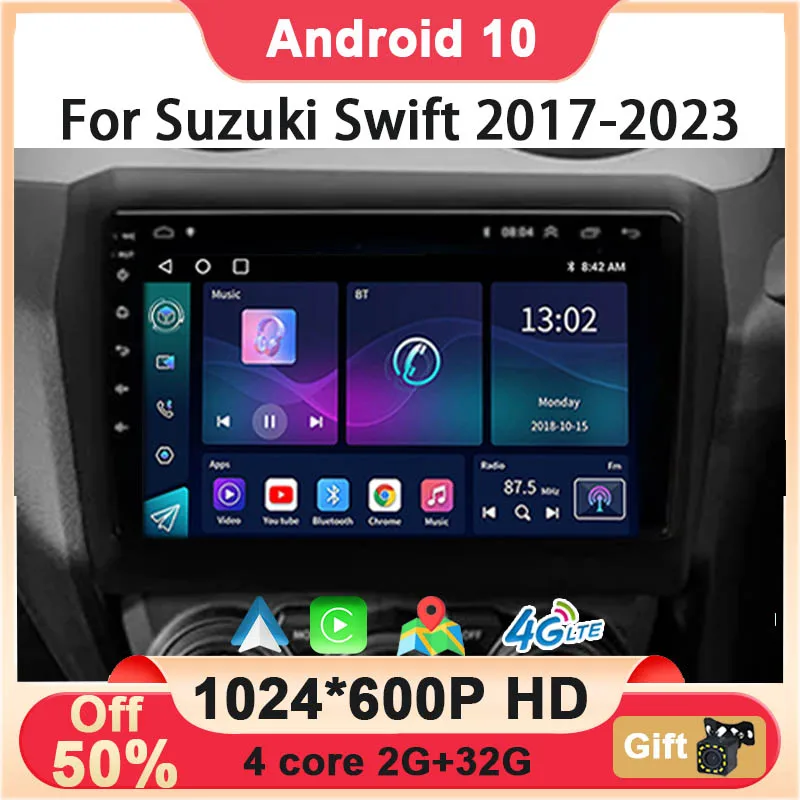 

Android 10 Multimedia Screen For Suzuki Swift 2017 - 2023 Car Radio Stereo Video Player GPS Navigation Wireless Carplay Auto