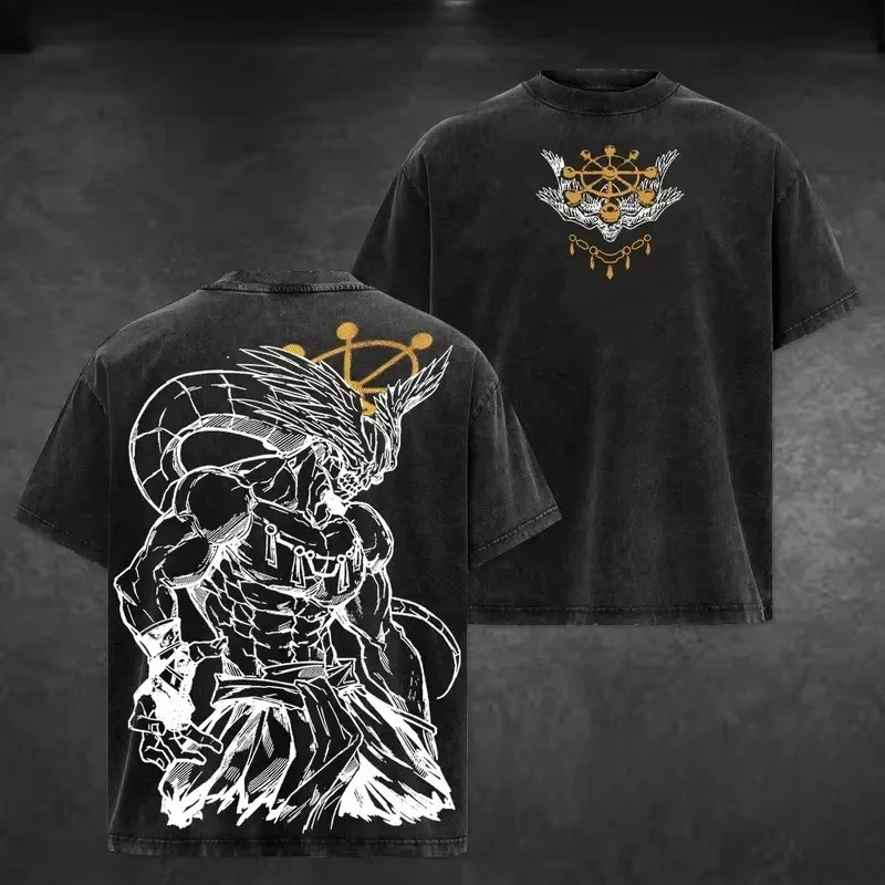 Anime Jujutsu Kaisen Mahoraga Printed Tee Men Washed Cotton T-shirts Vintage T Shirt Harajuku Men's Clothing T Shirt 2026 Summer