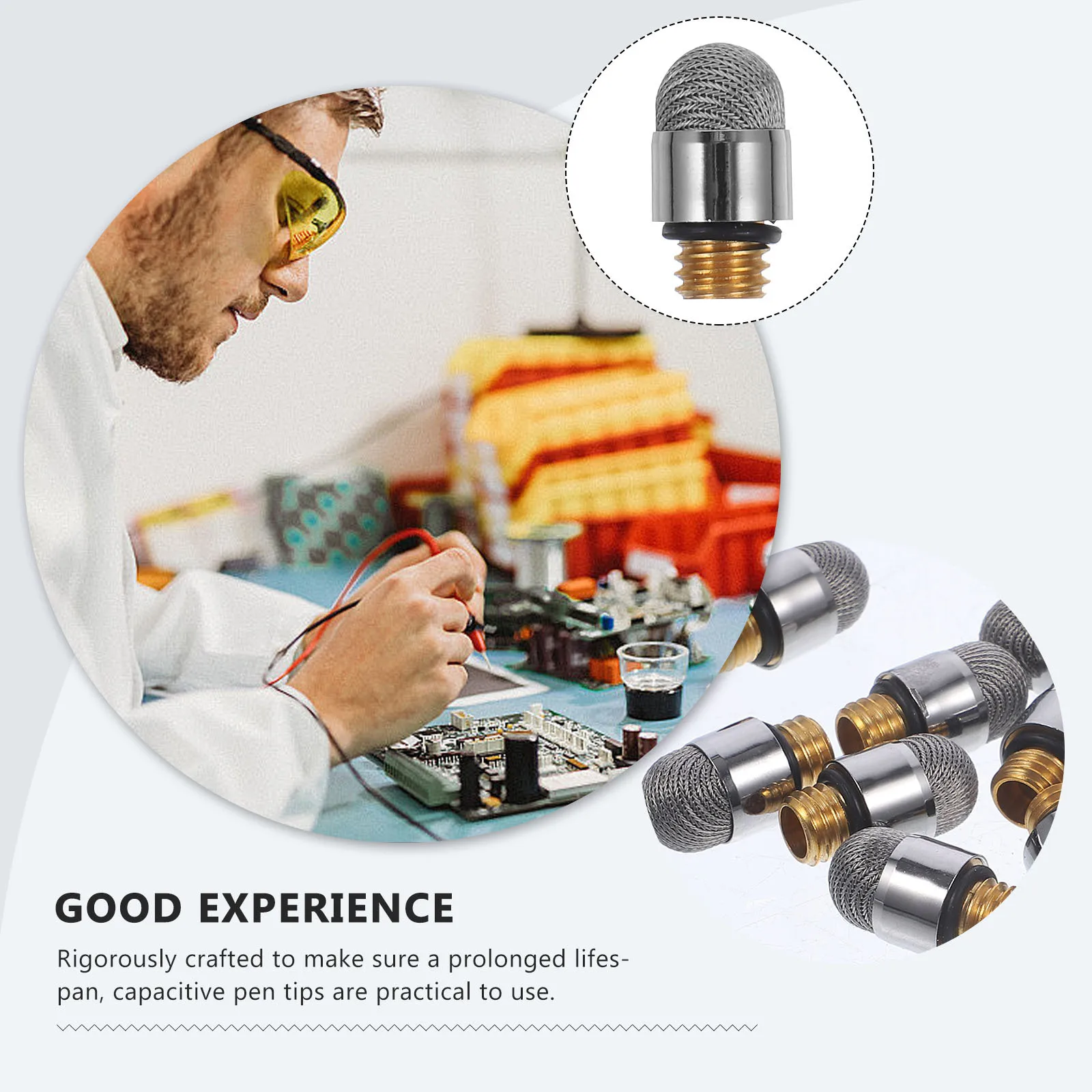 

10Pcs Capacitive Pen Tips Stylus Replacement Mesh Fiber Tips for Stylus Pens Touch Screen Tablets Laptops Phones