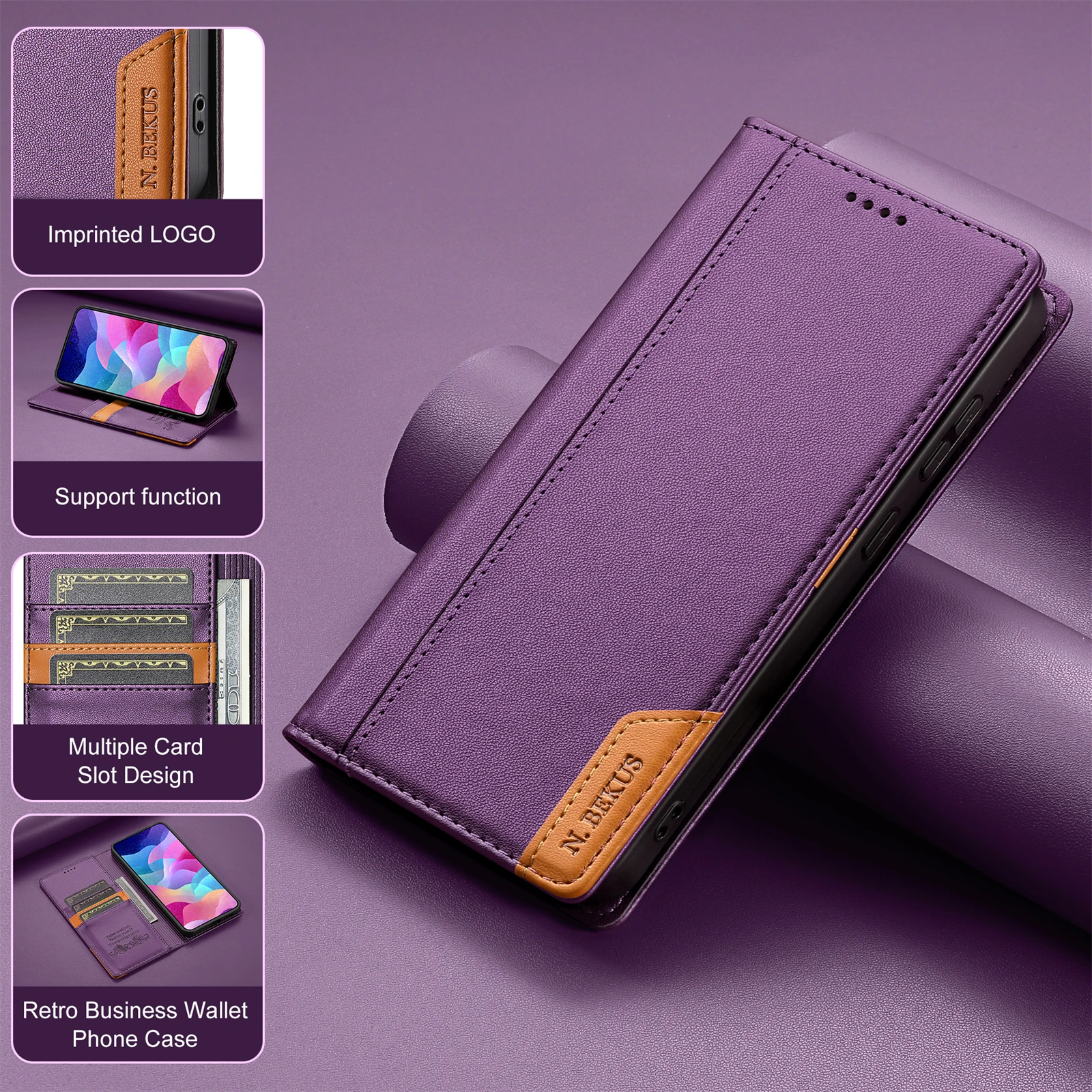 Business Leather Case For Samsung Galaxy A17 A37 A57 A16 A36 A56 A26 A07 A55 A35 A15 A54 A34 A14 A53 A33 A13 Flip Wallet Cover