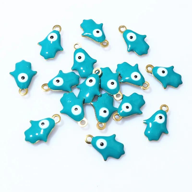 20pcs 13x9mm Enamel Evil Eyes Hand Charms Pendant Small DIY Jewelry Making Accessories Findings for Necklace Bracelet Earrings