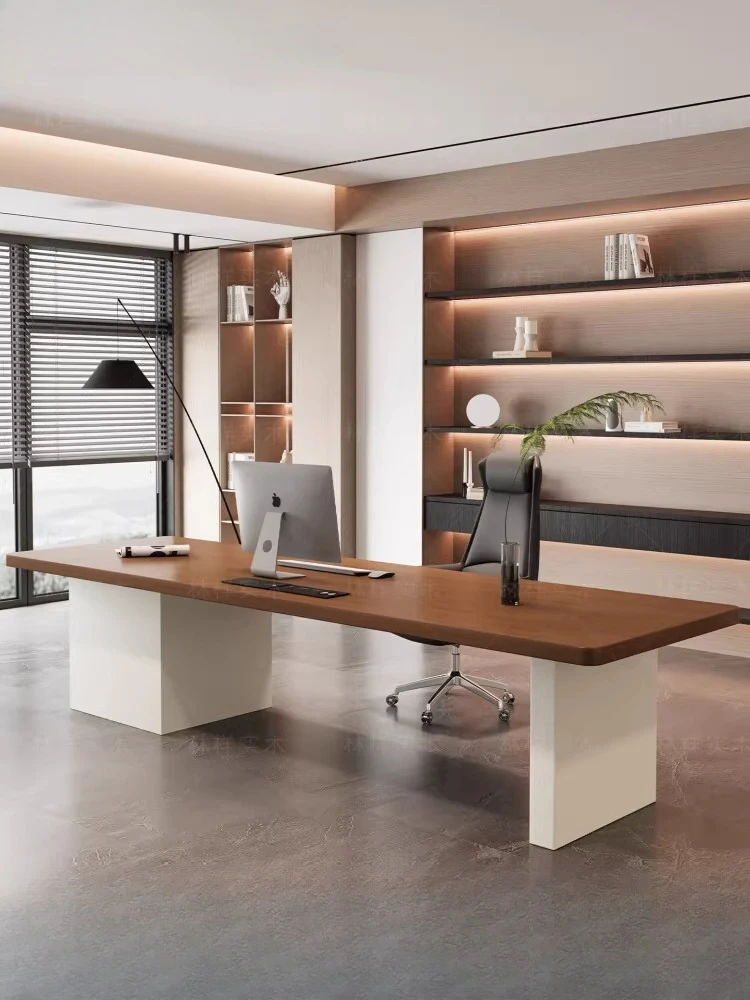 Light luxury solid wood desk, modern and simple boss desk, desk workbench, high-end feeling