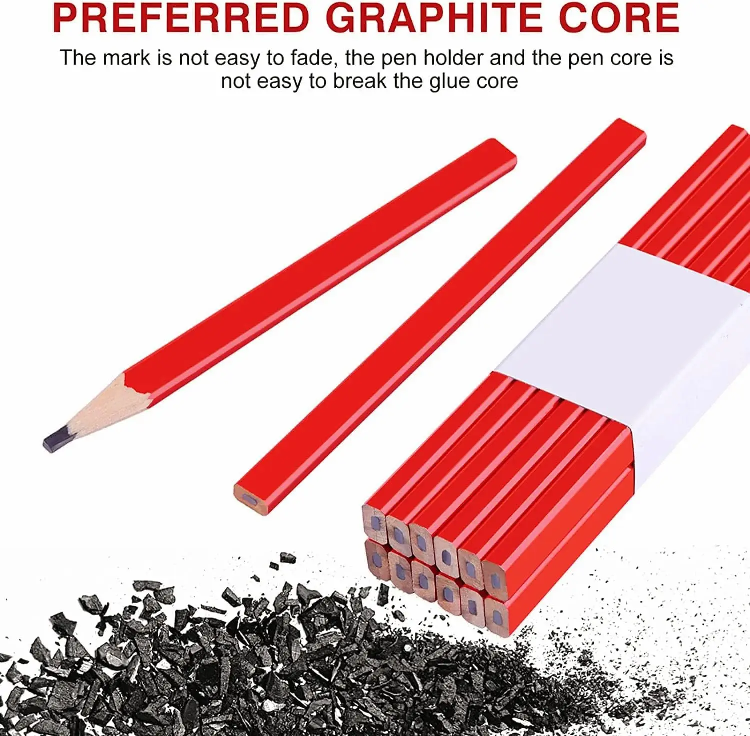 2/10pcs Carpenter Pencils, Flat Black Lead Octagonal Woodworking Construction Site Specific Marking Tool Engineering Use