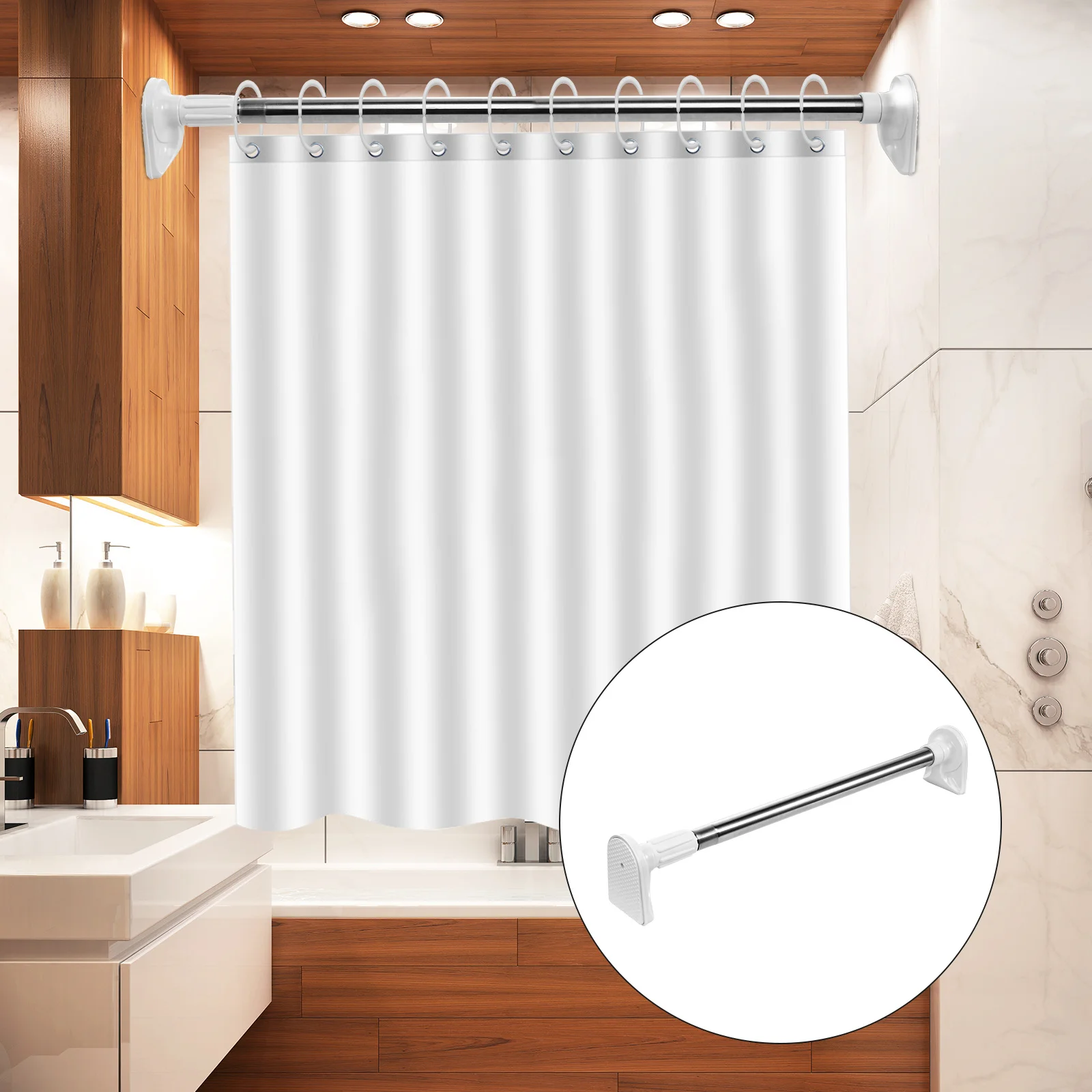 

1Pcs Punch-Free Telescopic Clothes Rail Adjustable Length 50-80cm Rustproof Window Curtain Rod Practical Tension Pole