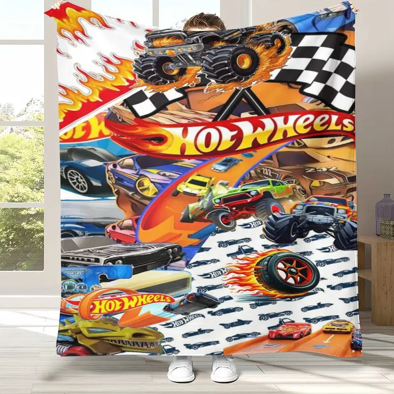 H-Hot Wheels Track Cityscape Racing Cartoon Flannel Blanket,Cozy Warm Throw Blanket for Bed,Sofa,Living Room,Camping,Home Decor