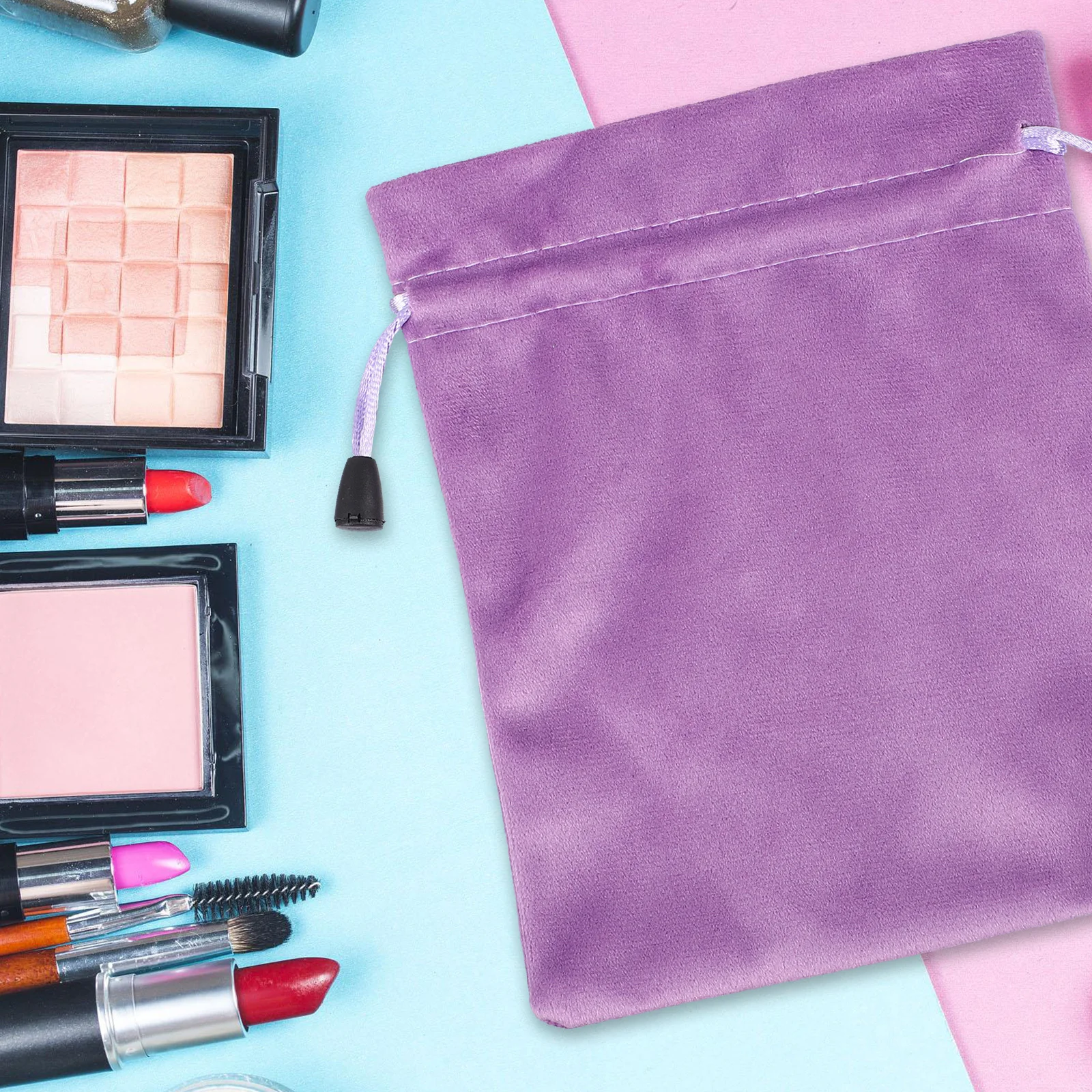 

2Pcs Jewelry Drawstring Flannel Storage Bag Soft Smooth Small Pouch Gift Packaging Organizer Portable Home Storage