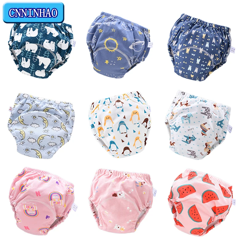 Baby Reusable Diapers Panties Potty Training Pants For Children Ecological Cloth Diaper Cotton Newborn Washable 6 Layers Nappies