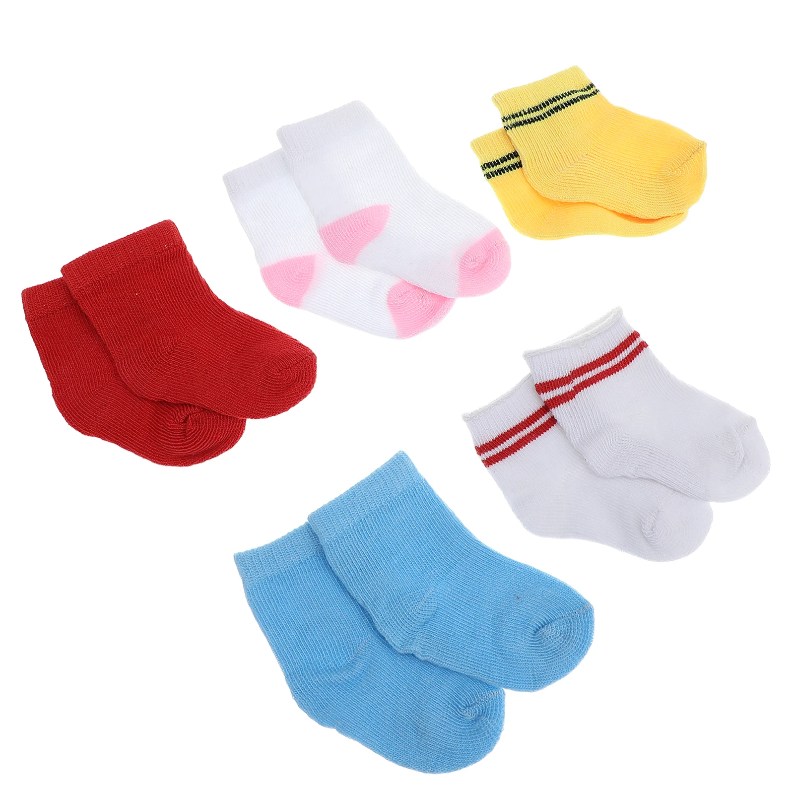 5 쌍 아기 양말 여러 가지 빛깔의 미니 양말 18 인치 소녀 레이스 복장 액세서리에 편안한 역할 놀이 세트 어린이 장난감 옷