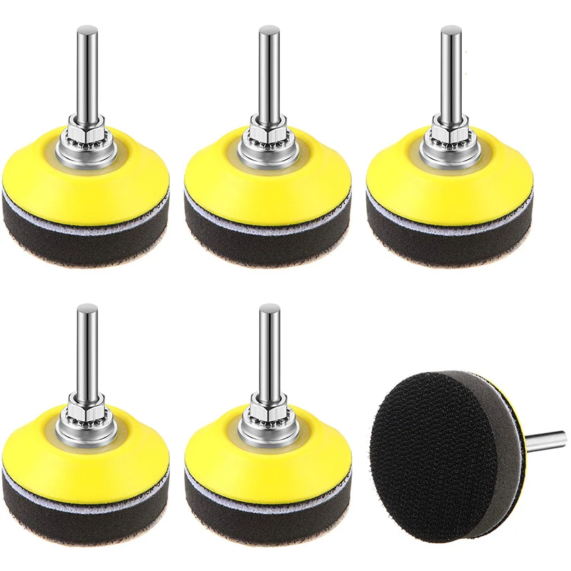 

2 Inch Hook And Loop Sanding Disc Replacement Pad With 1/4 Inch Shank Drill Attachment And Foam Buffing Pad, 6 Pack