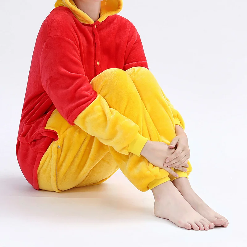 Cartoon Disney Winnie the Pooh pajamas cute one-piece loungewear Halloween costume men/women plush thickened warm pajamas women