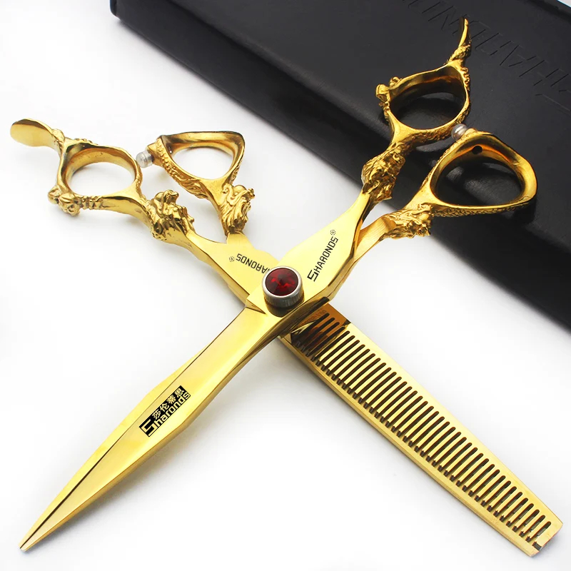 Authentic professional hair clippers, hairstylist's exclusive hair clipper set, 7-inch gold flat cut teeth clipper set.