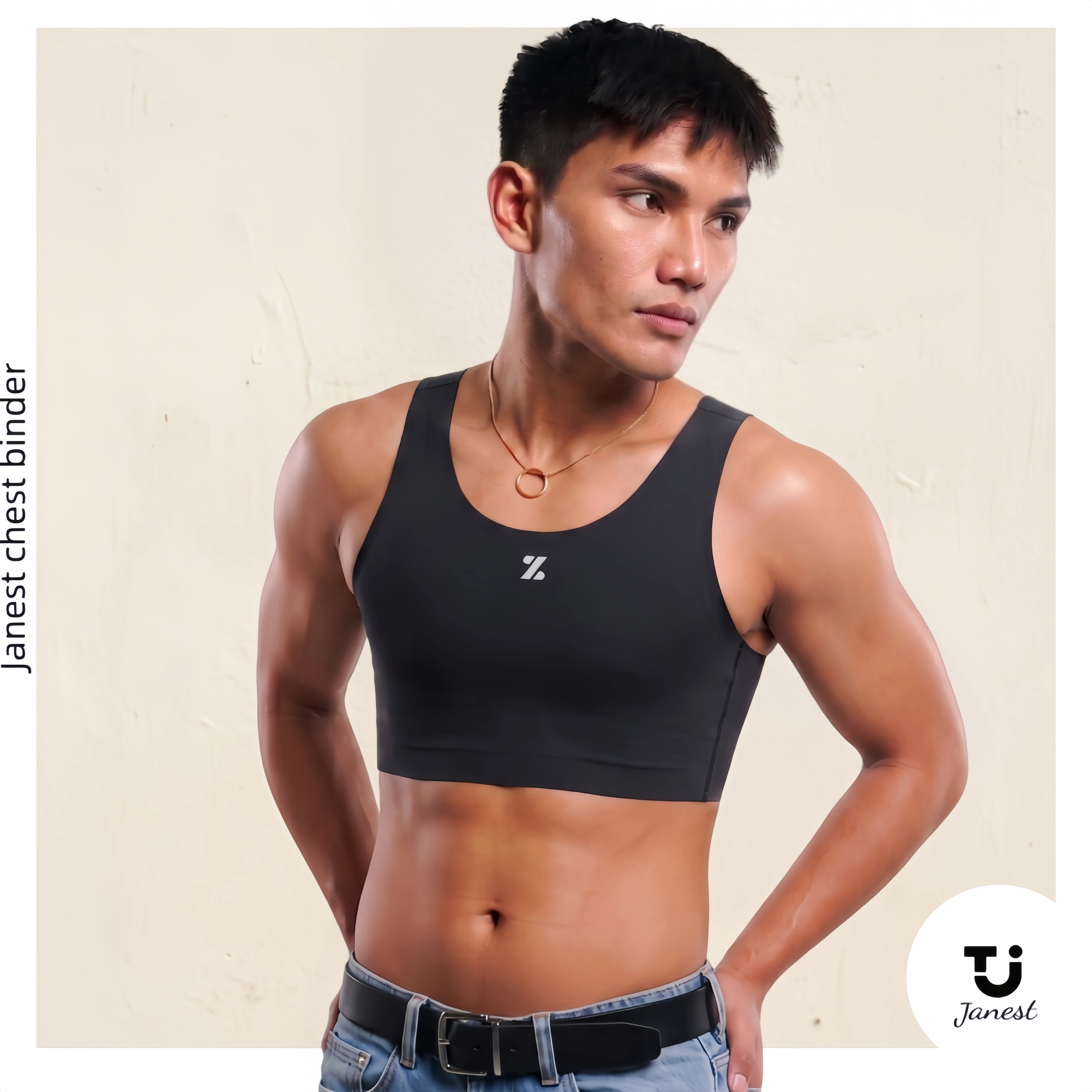 JANEST Pullover Chest Binder Breathable High‑Elastic Binder Sweat‑Wicking Sports Binder for Daily Workout