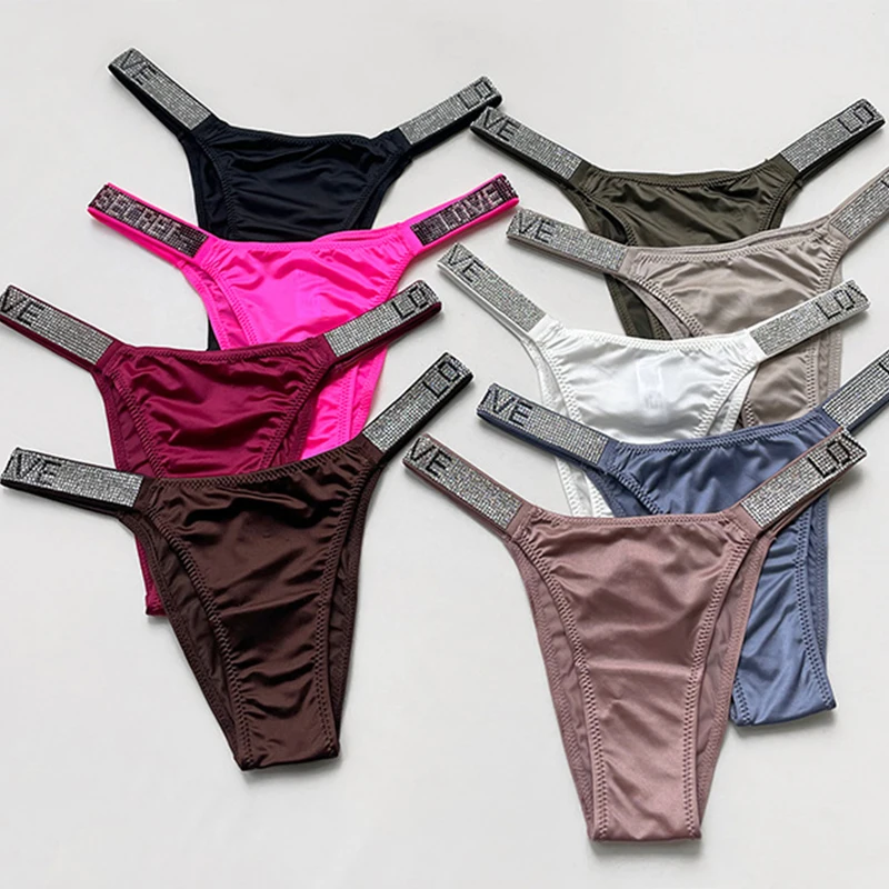 Lesklé kamínkové tanga Dámské kalhotky s nízkým pasem Sexy spodní prádlo Dámské kalhotky Lingere Panty Underware Dámské spodní prádlo Thongs - náhled 2