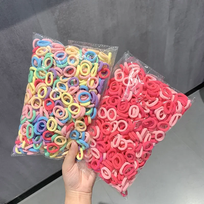 500/100pcs Women Girls Colorful Nylon Elastic Hair Bands Ponytail Hold Small Hair Tie Rubber Bands Scrunchie Hair Accessories